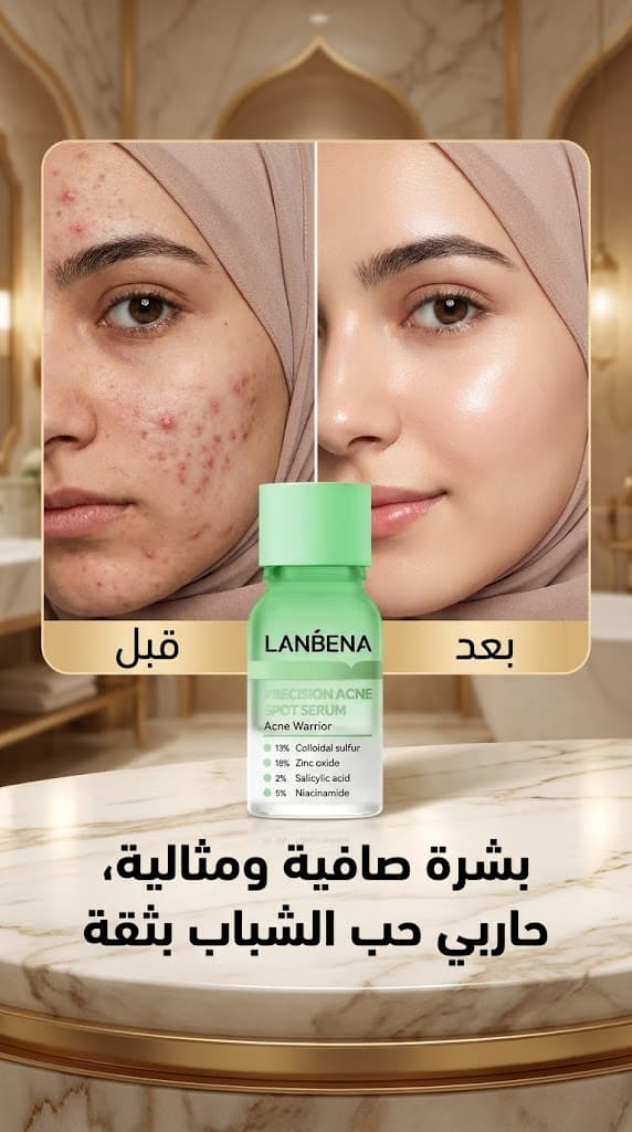 إعلان توضيحي: مقارنة قبل وبعد لمظهر البشرة مع عرض منتج على سطح رخام؛ للتواصل البصري فقط — التغليف والعلامة الظاهرة قد لا توافق الدفعة المعروضة من نجد.